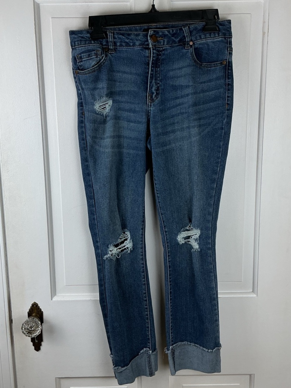 d. Jeans Womens Mid Rise Distressed Cuffed Cropped Jeans Size 6
